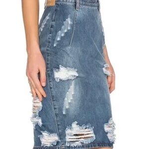 One X One Teaspoon 'Freelove' Distressed Denim Skirt size 28